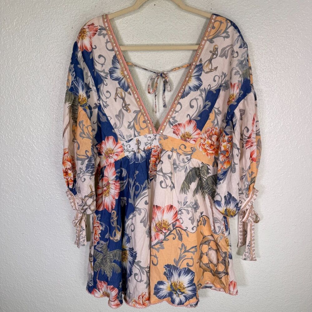 Agua Bendita Dress Womens Small Alex Kai Mini Babydoll Swim Cover Up Resort NEW"